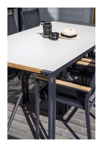 VENTURE DESIGN rektangulrt Texas hagebord - grtt glass og svart aluminium (200x100)