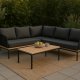 VENTURE DESIGN Andorra hj�rne havesofa m. hynder - gr�, natur akacietr�, sort aluminium og reb