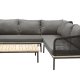 VENTURE DESIGN Andorra hj�rne havesofa m. hynder - gr�, natur akacietr�, sort aluminium og reb