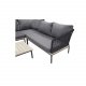 VENTURE DESIGN Andorra Eck-Gartensofa mit Kissen – grau, natürliches Akazienholz, schwarzes Aluminium und Seil