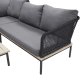 VENTURE DESIGN Andorra hj�rne havesofa m. hynder - gr�, natur akacietr�, sort aluminium og reb