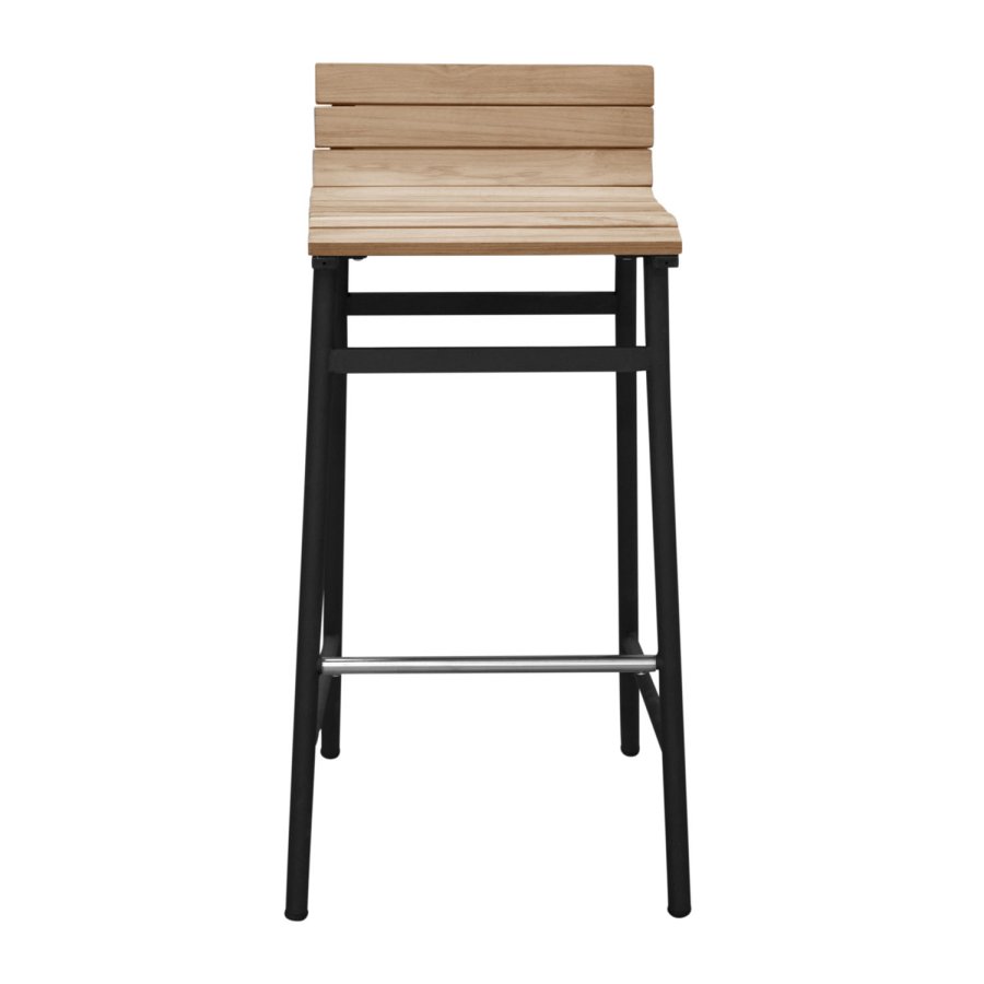 VENTURE DESIGN Mexico udendrs barstol m. fodsttte - natur akacietr og sort aluminium 