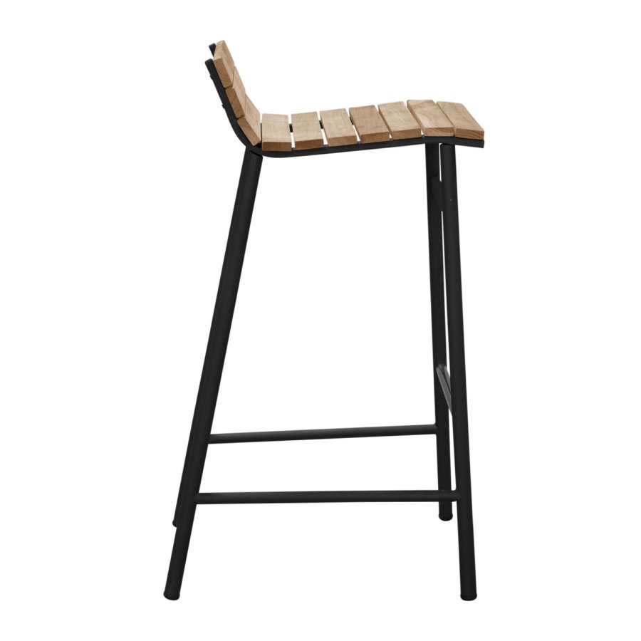 VENTURE DESIGN Mexico udendrs barstol m. fodsttte - natur akacietr og sort aluminium 