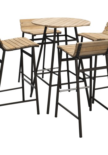 VENTURE DESIGN Mexico udendrs barstol m. rygln og fodsttte - natur akacietr og sort stl