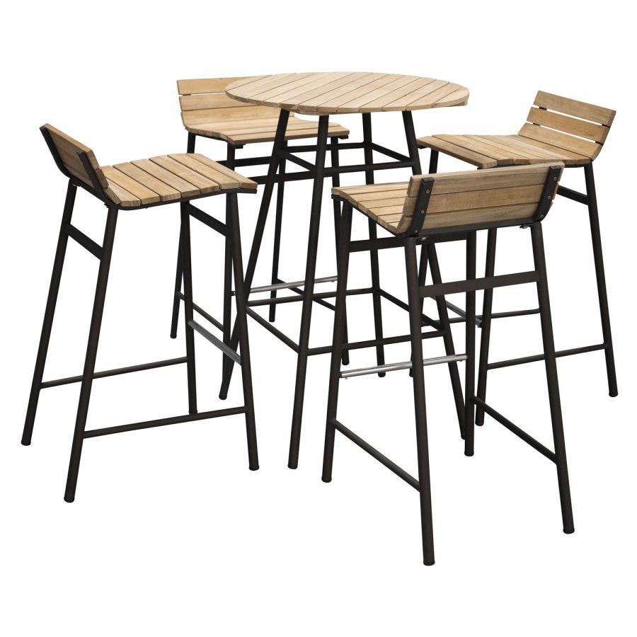 VENTURE DESIGN Mexico udendrs barstol m. rygln og fodsttte - natur akacietr og sort stl