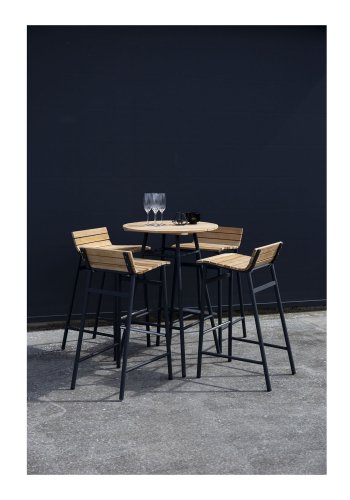 VENTURE DESIGN Mexico udendrs barstol m. rygln og fodsttte - natur akacietr og sort stl