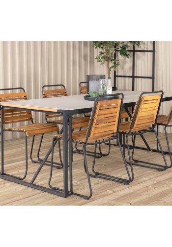 VENTURE DESIGN Bois hagestol - naturlig akasietre og sort stl