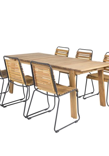 VENTURE DESIGN Bois hagestol - naturlig akasietre og sort stl