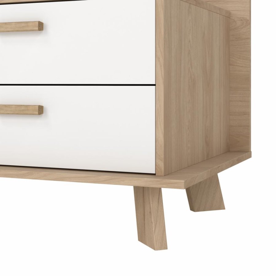 TVILUM Ikast TV-Schrank mit 1 Tür + 2 Schubladen, Jackson Hickory/Weiß, 181,9 x 51,2 x 61,6 cm