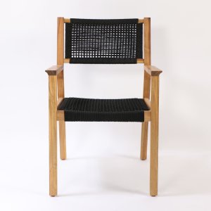 VENTURE DESIGN Little John havestol m. armln - natur akacietr og sort reb 