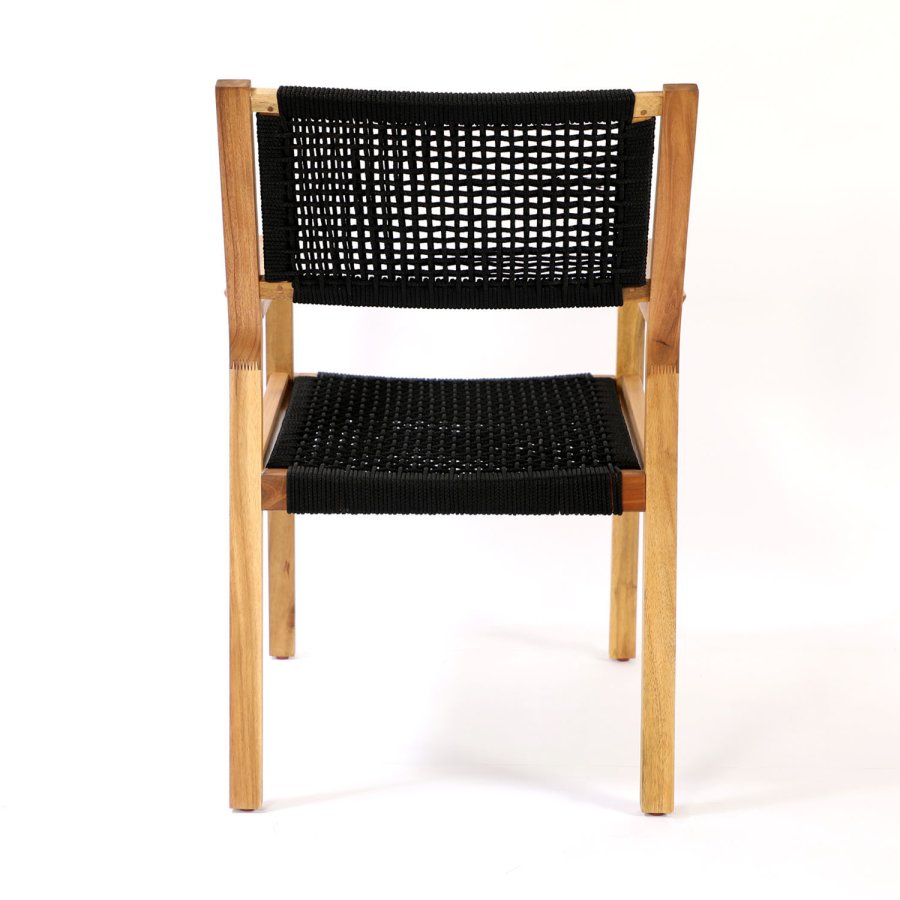 VENTURE DESIGN Little John hagestol med armlener - naturlig akasietre og svart tau 