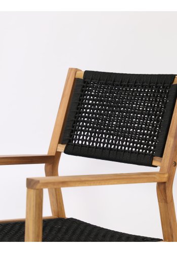 VENTURE DESIGN Little John hagestol med armlener - naturlig akasietre og svart tau 