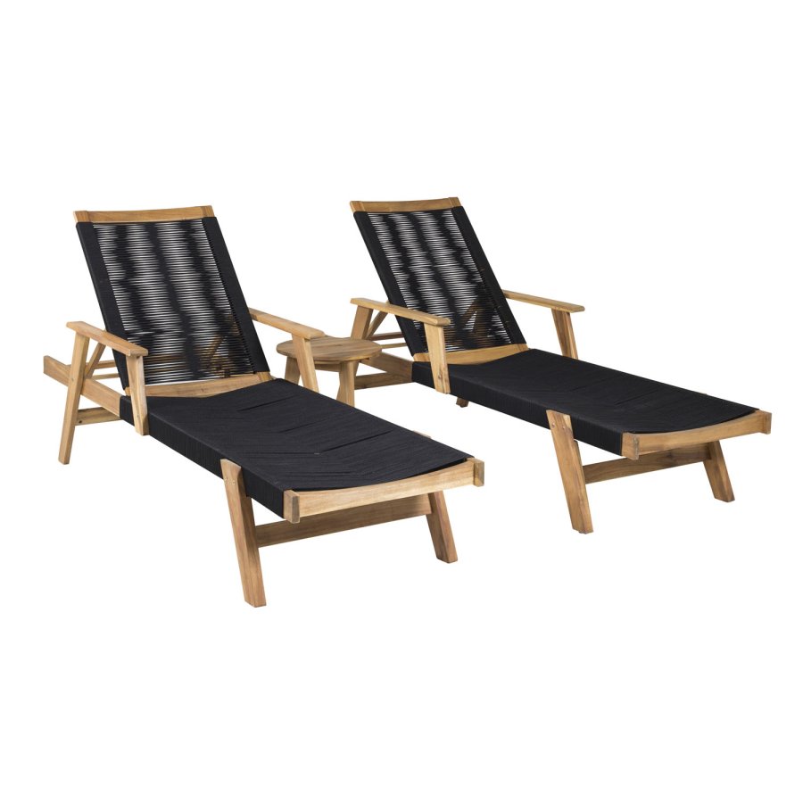 VENTURE DESIGN Little John utendrs solstol - naturlig akasietre og svart tau 