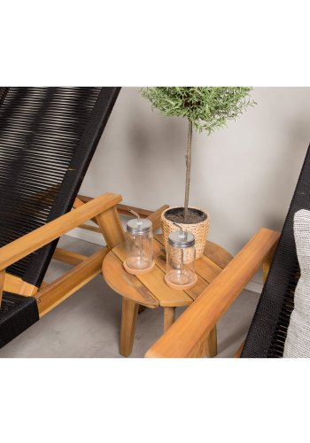 VENTURE DESIGN Little John utendrs solstol - naturlig akasietre og svart tau 