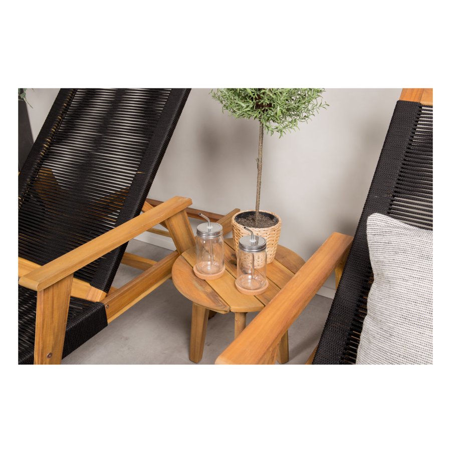 VENTURE DESIGN Little John utendrs solstol - naturlig akasietre og svart tau 