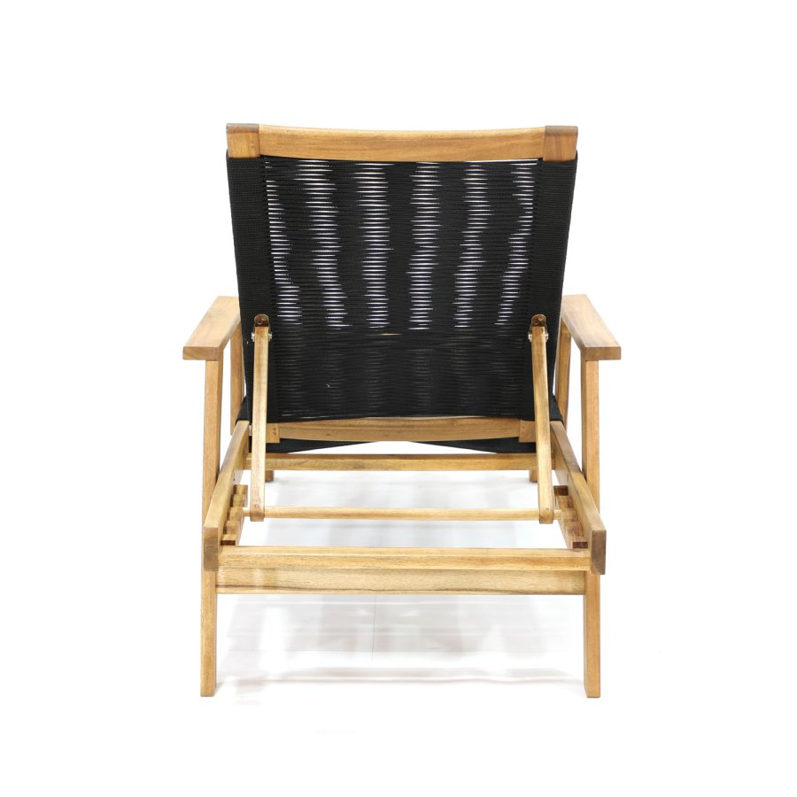 VENTURE DESIGN Little John utendrs solstol - naturlig akasietre og svart tau 
