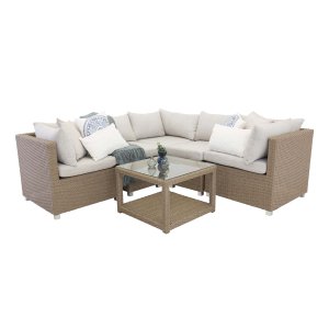 VENTURE DESIGN Vamos modul sofa havest 3+2+1 m. hynder - sand, natur rattan og aluminium 