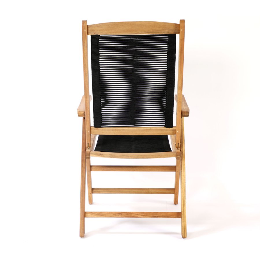 VENTURE DESIGN Peter hagestol med armlener og 5 posisjoner - naturlig akasietre og svart tau
