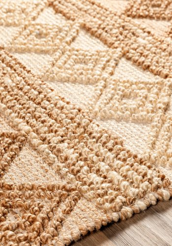 TEPPI 00025A gulvtppe m. mnster, rektangulr - beige jute (120x180)