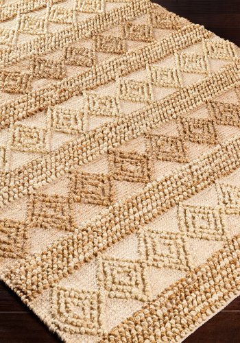 TEPPI 00025A gulvtppe m. mnster, rektangulr - beige jute (160x240)