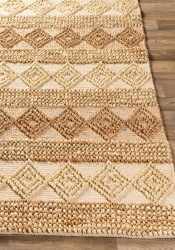 TEPPI 00025A gulvtppe m. mnster, rektangulr - beige jute (160x240)