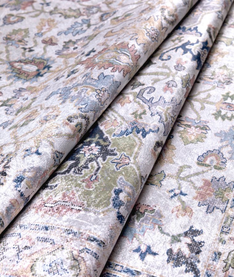 TEPPI 1137 Hall gulvtppe m. mnster, rektangulr - multifarvet fljl stof (80x400)