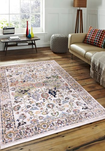 TEPPI 1137 gulvtppe m. mnster, rektangulr - multifarvet fljl stof (160x230)