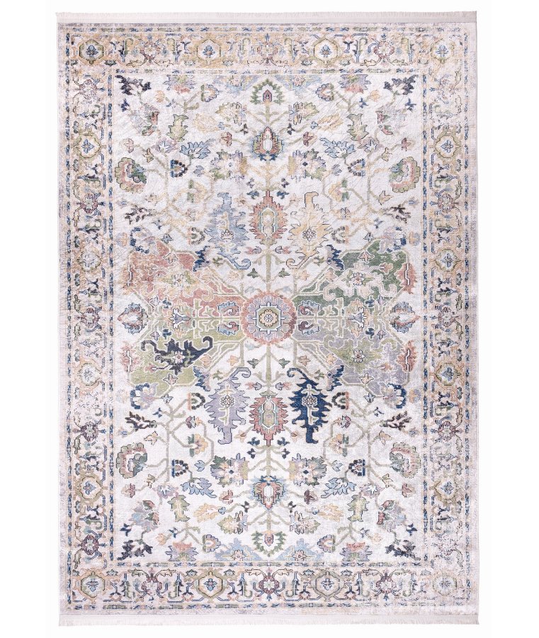 TEPPI 1137 gulvtppe m. mnster, rektangulr - multifarvet fljl stof (180x290)