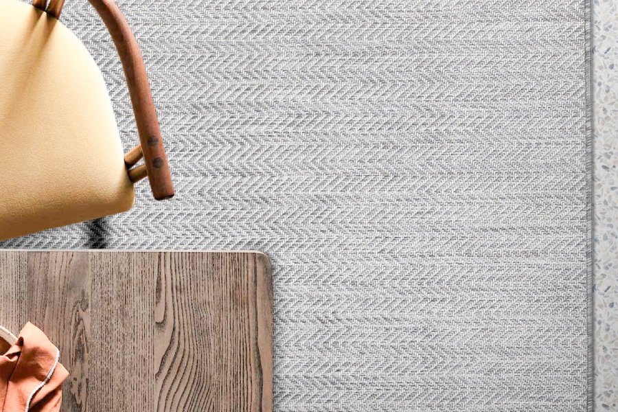 TEPPI 20522A gulvtæppe, rektangulær - grå-hvid sisal (160x230)