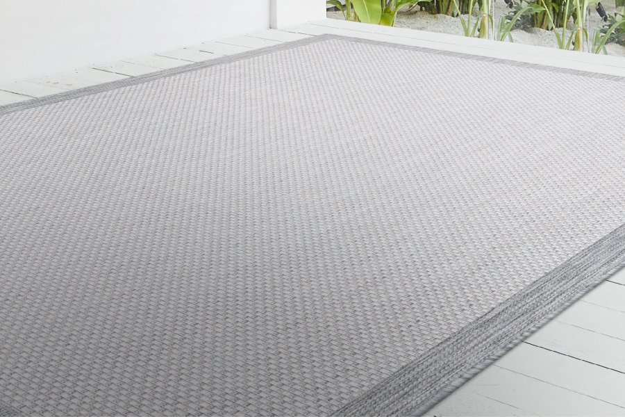 NORDVÄRK 23745A Fresco utendrsteppe, rektangulrt - antrasitt og hvit sisal (160x230)