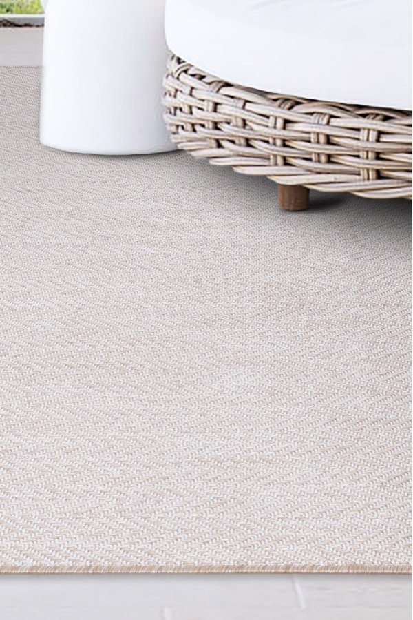 NORDVÄRK Fresco 20522A utendrs teppe, rektangulrt - ecru polypropylen (80x150)