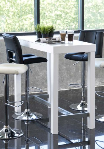 ACT NORDIC Sylvia Barhocker - weißes Leder PU, mit Metallrahmen, mit Fußstütze