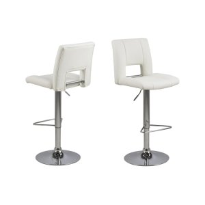 ACT NORDIC Sylvia barstol - vit läder PU, metallram med fotstöd