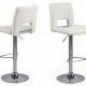 ACT NORDIC Sylvia Barhocker - weißes Leder PU, mit Metallrahmen, mit Fußstütze