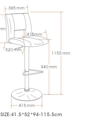 ACT NORDIC Sylvia Barhocker - weißes Leder PU, mit Metallrahmen, mit Fußstütze