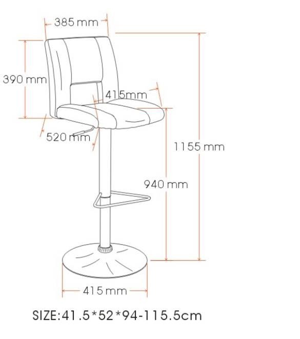 ACT NORDIC Sylvia Barhocker - weißes Leder PU, mit Metallrahmen, mit Fußstütze