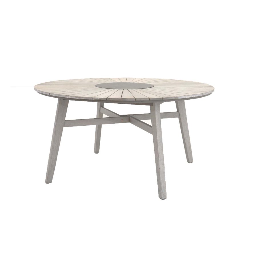 VENTURE DESIGN rundt Rives hagebord med steinplate - antikk hvitt akasietre (150) 