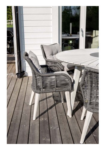 VENTURE DESIGN rundt Rives hagebord med steinplate - antikk hvitt akasietre (150) 