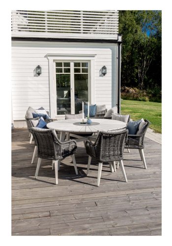 VENTURE DESIGN rundt Rives hagebord med steinplate - antikk hvitt akasietre (150) 