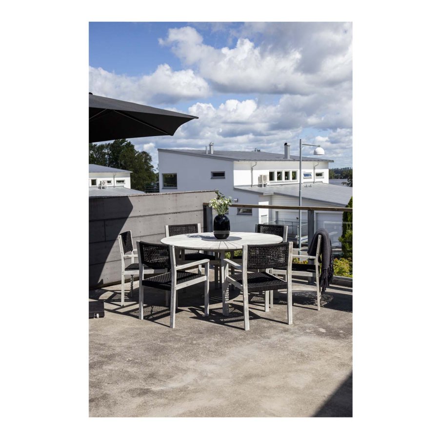 VENTURE DESIGN rundt Rives hagebord med steinplate - antikk hvitt akasietre (150) 