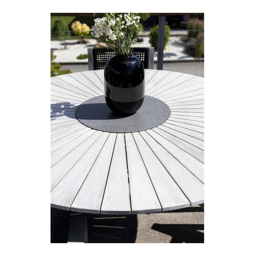 VENTURE DESIGN rundt Rives hagebord med steinplate - antikk hvitt akasietre (150) 