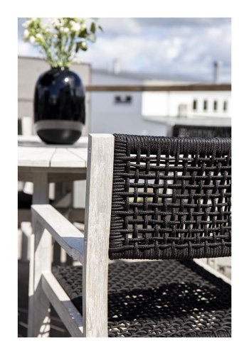 VENTURE DESIGN rundt Rives hagebord med steinplate - antikk hvitt akasietre (150) 