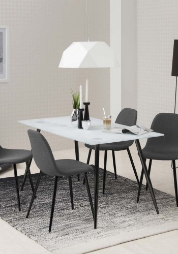 ACT NORDIC Wilma Esszimmerstuhl - anthrazitgrauer Stoff mit Metallbeinen