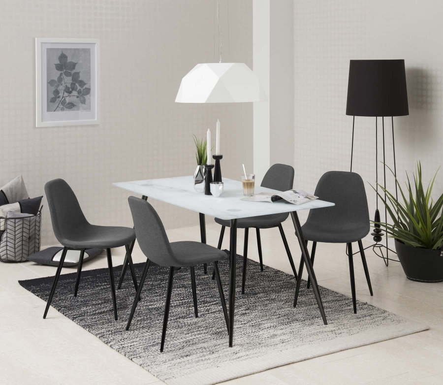 ACT NORDIC Wilma Esszimmerstuhl - anthrazitgrauer Stoff mit Metallbeinen