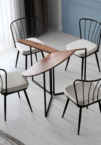 NORDVÄRK Yaprak spisebord, rundt, sammenleggbart - naturlig melamin og metall (100)