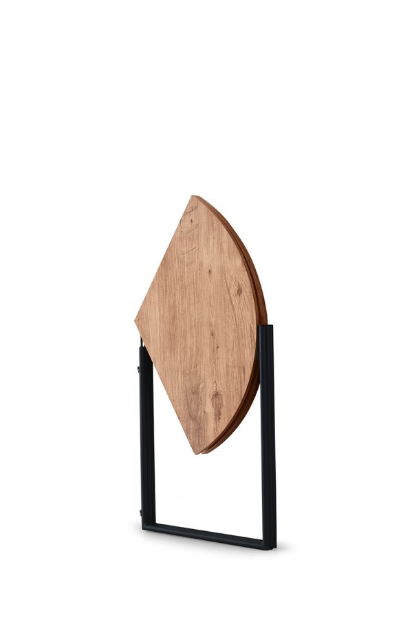 NORDVÄRK Yaprak spisebord, rundt, sammenleggbart - naturlig melamin og metall (100)