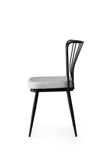 NORDVRK spisestuestol - flyel og svart metall (sett med 4)