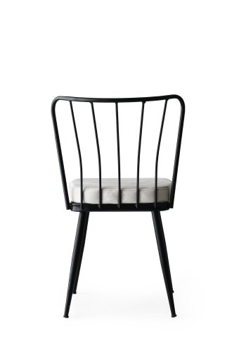 NORDVRK spisestuestol - flyel og svart metall (sett med 4)