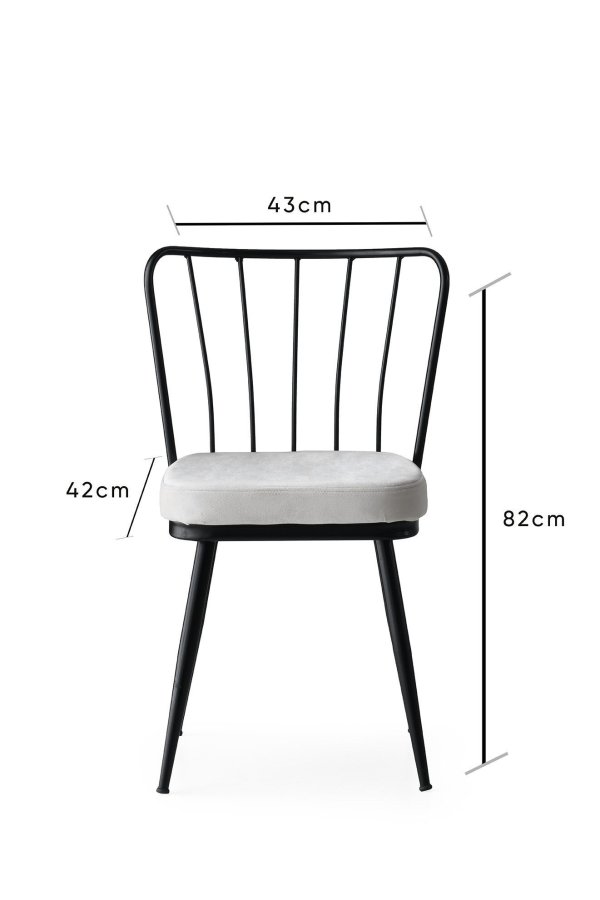 NORDVRK spisestuestol - flyel og svart metall (sett med 4)