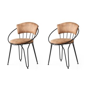 NORDVÄRK Istanbul spisebordsstol, m. armln - beige fljl og sort metal (st med 2)